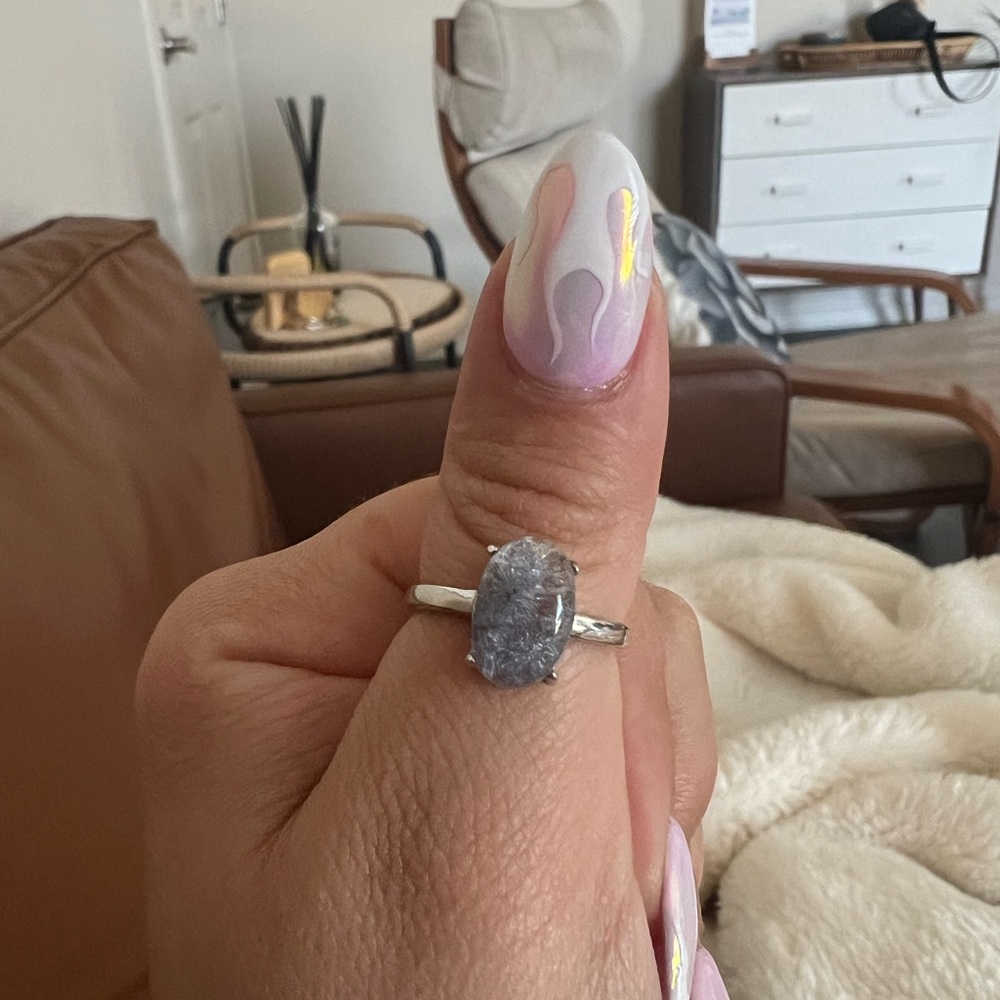 Dumortierite silver ring adjustable